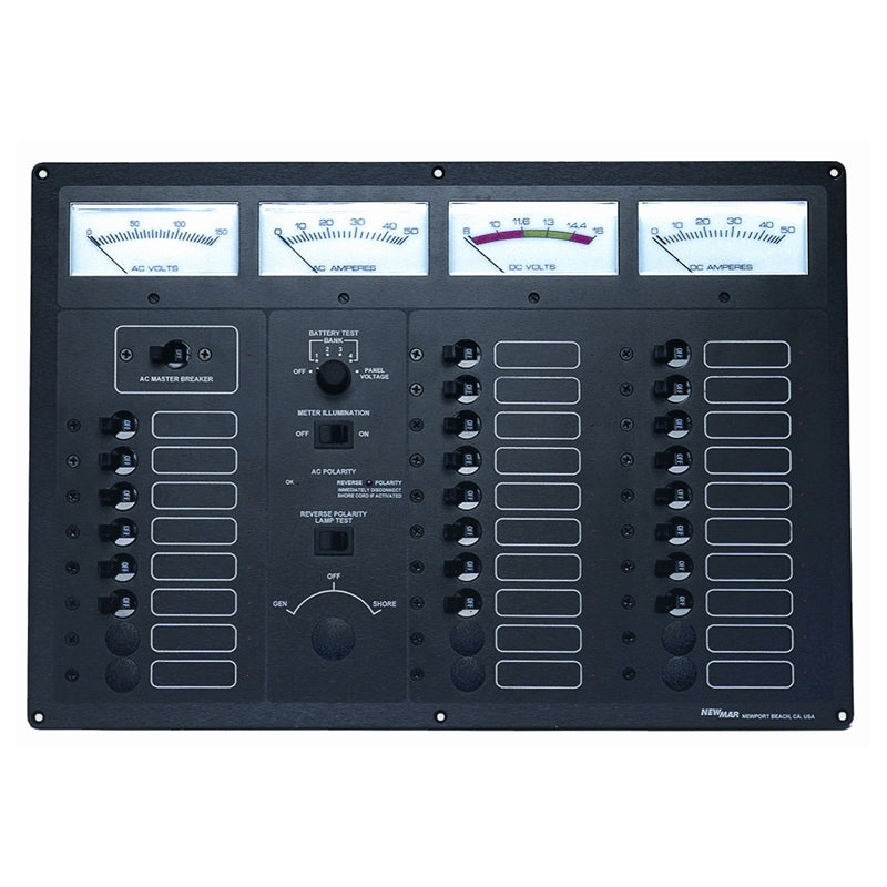 Newmar Electrical Panels – Elite Series:Same as above with 7.5 kW, three position (Shore-Off-Gen) ship shore selector switch installed :#ES-4-SS