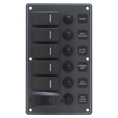 Marpac Water Resistant Aluminum Switch Panel with USB Charger
